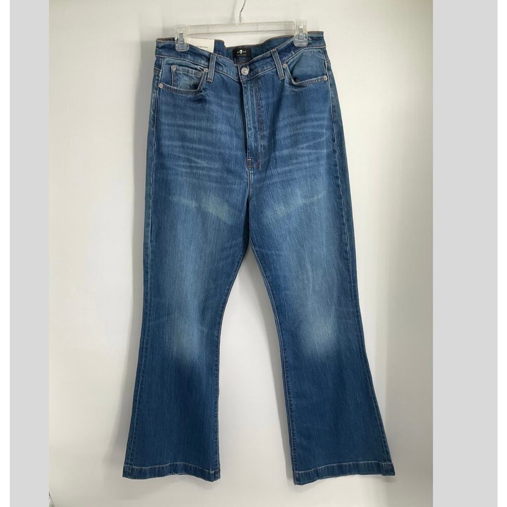 NWT 7 For All Mankind Ultra High Rise Dojo Flare Y2K 90s Stretch Jeans 33 XL